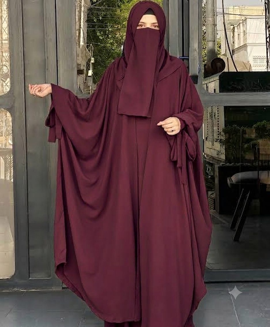 4-Piece Butterfly Abaya Set. - abayas in Premium Georgette (matte, non-clingy)