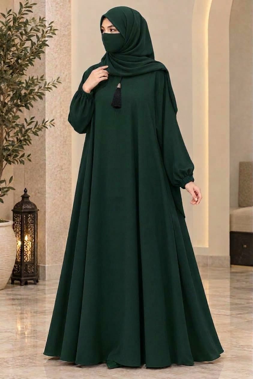Plain solid Maxi Abaya with Matching Hijab photo 3