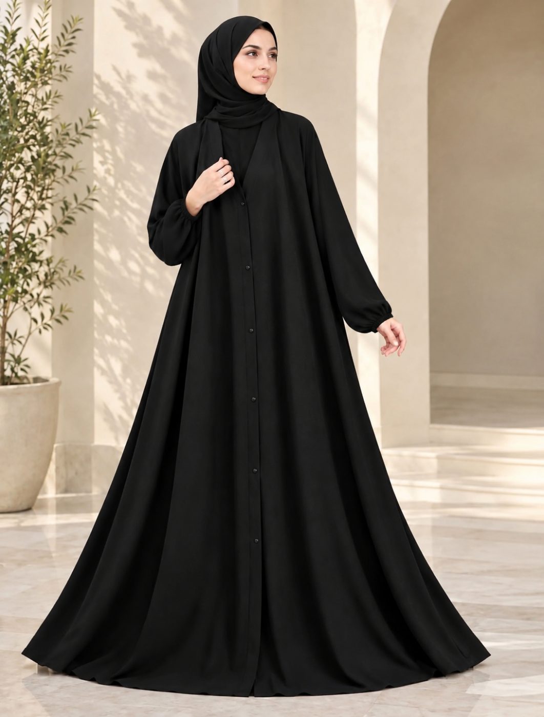 Basic nidha Flared Abaya - abayas in Nidha (soft, flowy )