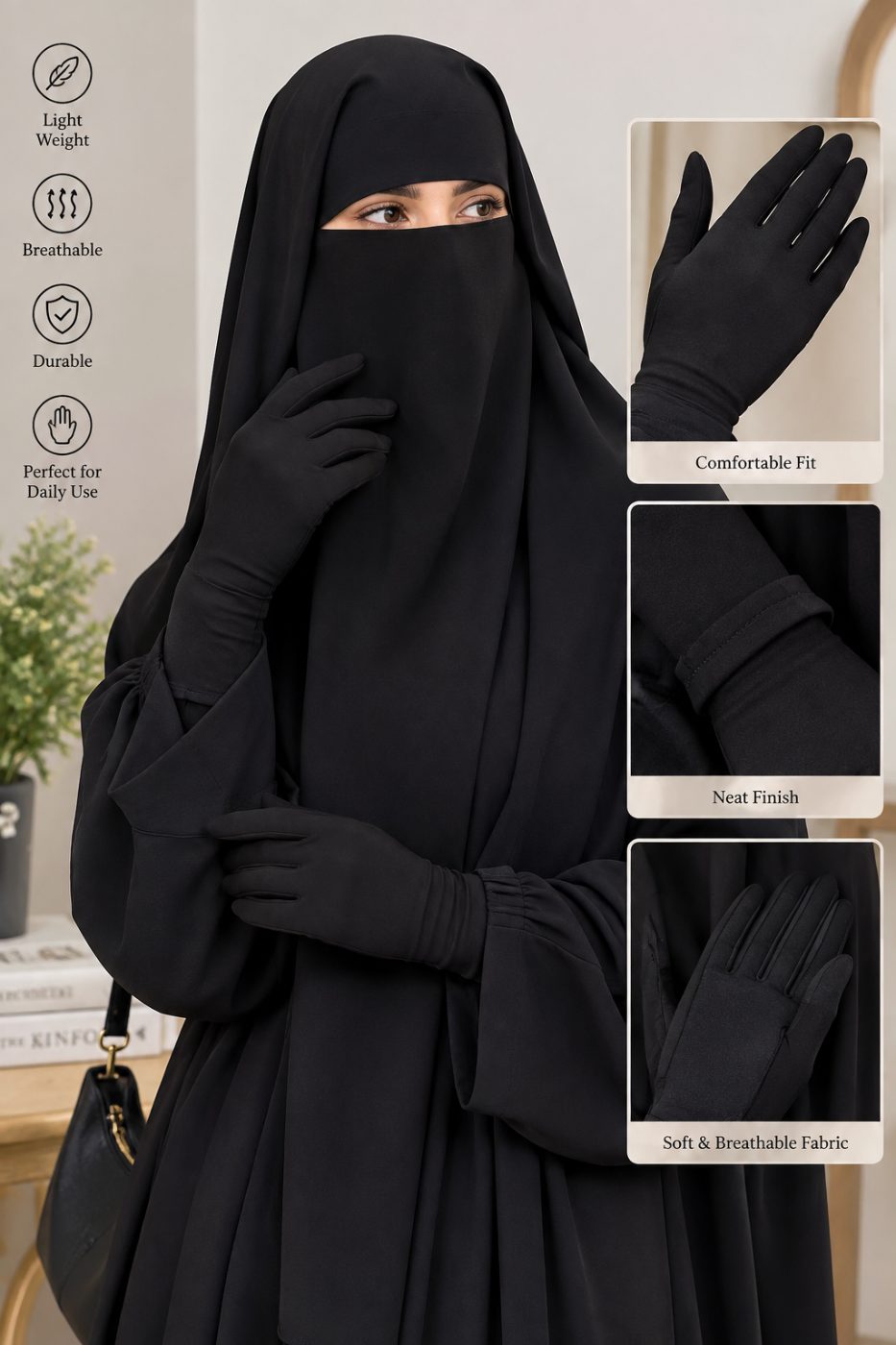 Premium Modest Cotton-Blend Hand Gloves - accessories in 